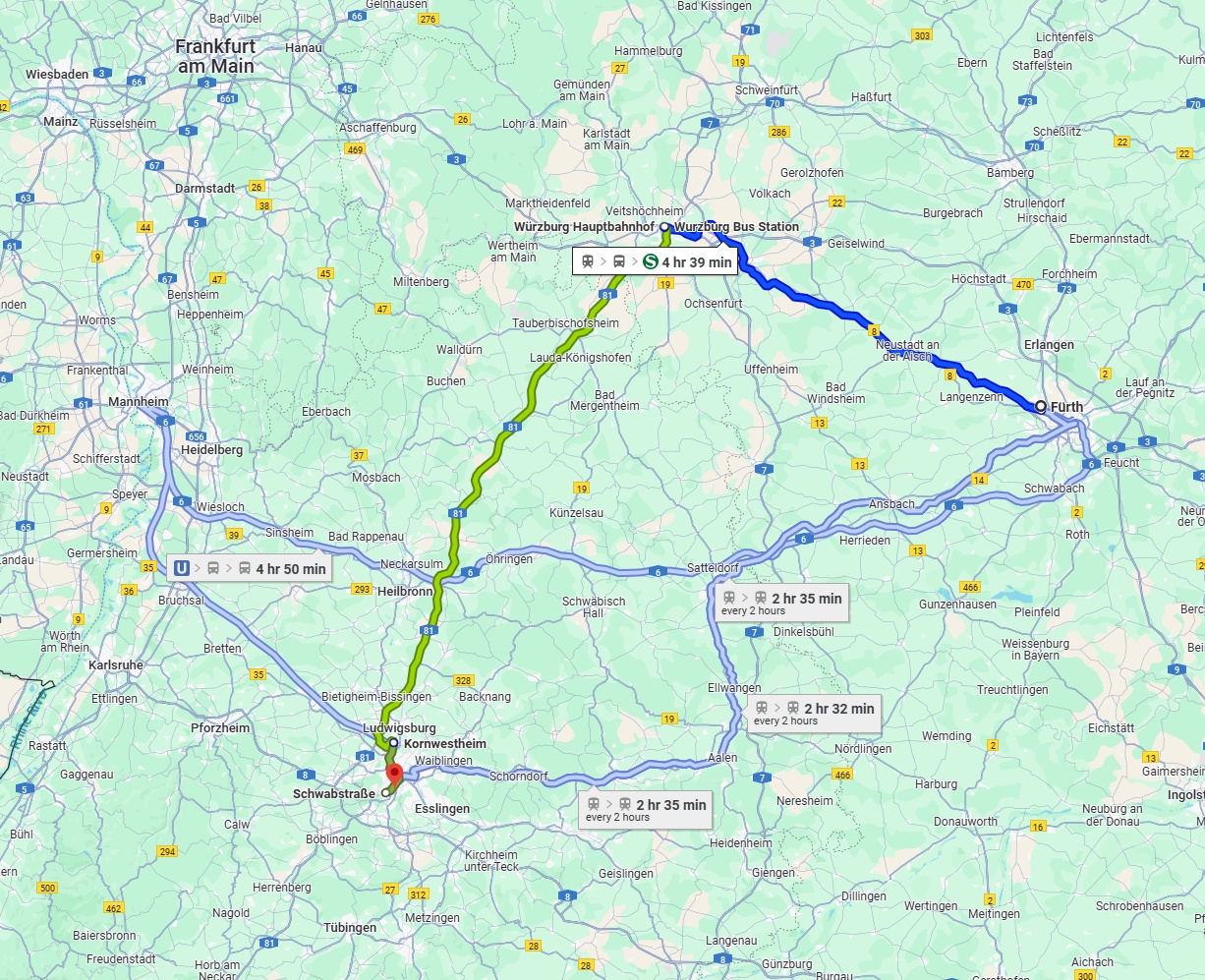 Anreise von Fürth Zu Stuttgart Über 