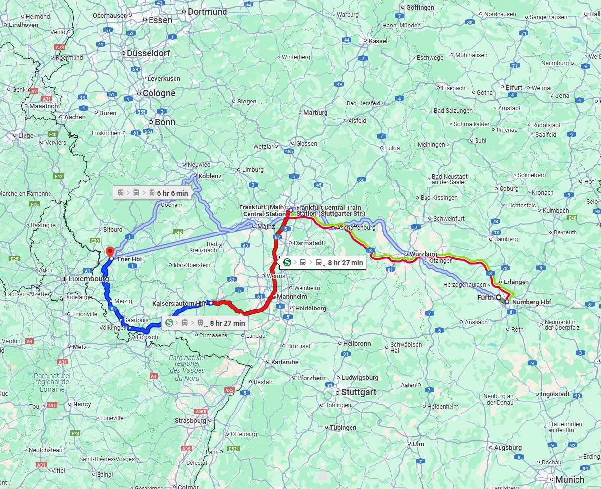 Anreise von Fürth Zu Trier Über 
