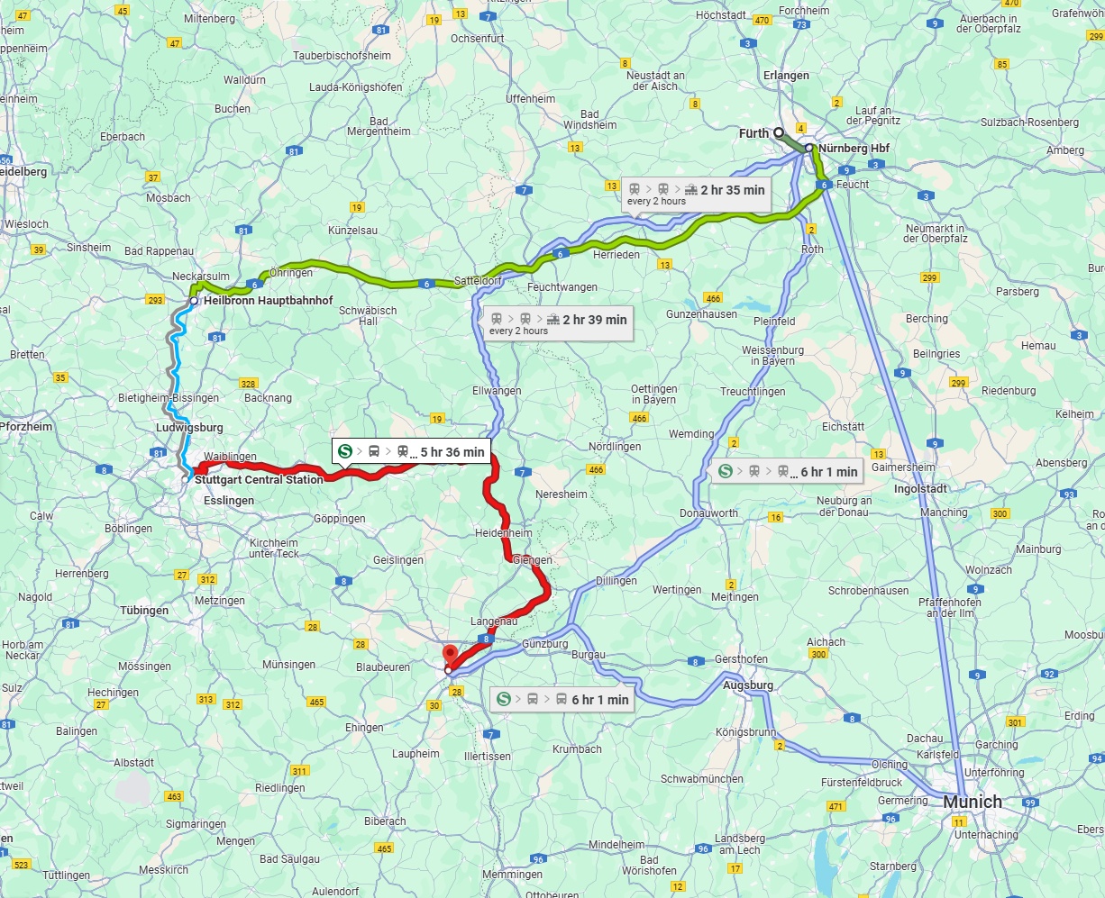 Anreise von Fürth Zu Ulm Über 