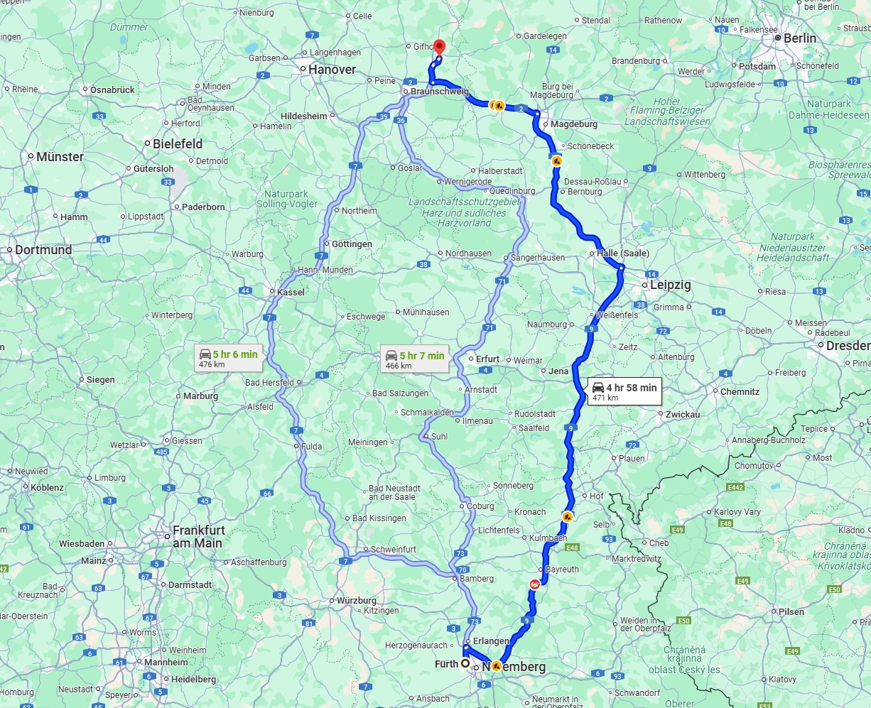 Anreise von Fürth Zu Wolfsburg Über via A9