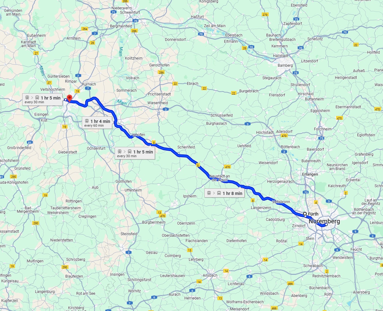 Anreise von Fürth Zu Würzburg Über 