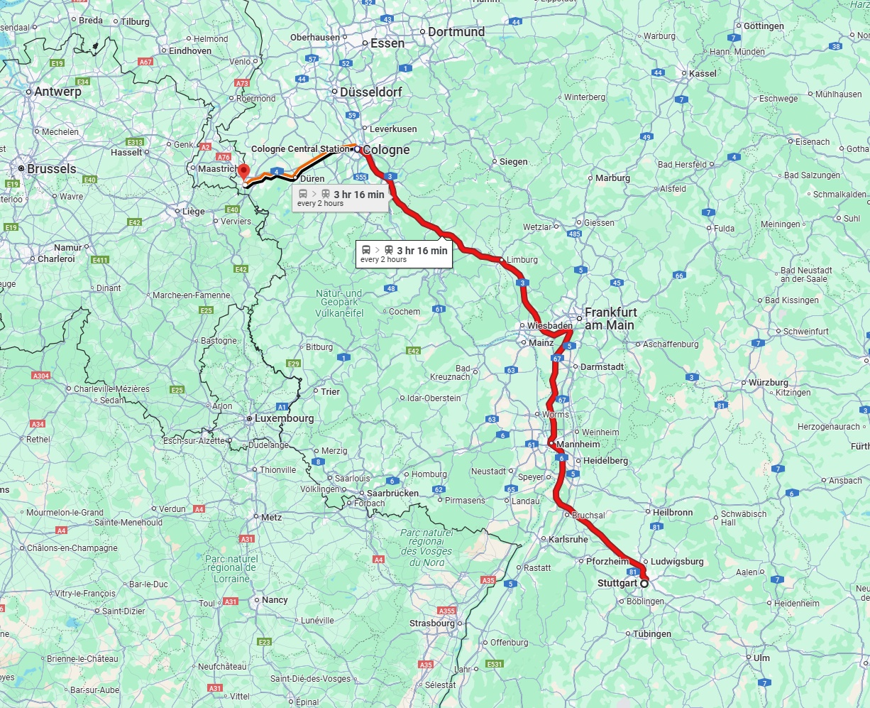 Anreise von Stuttgart Zu Aachen Über 