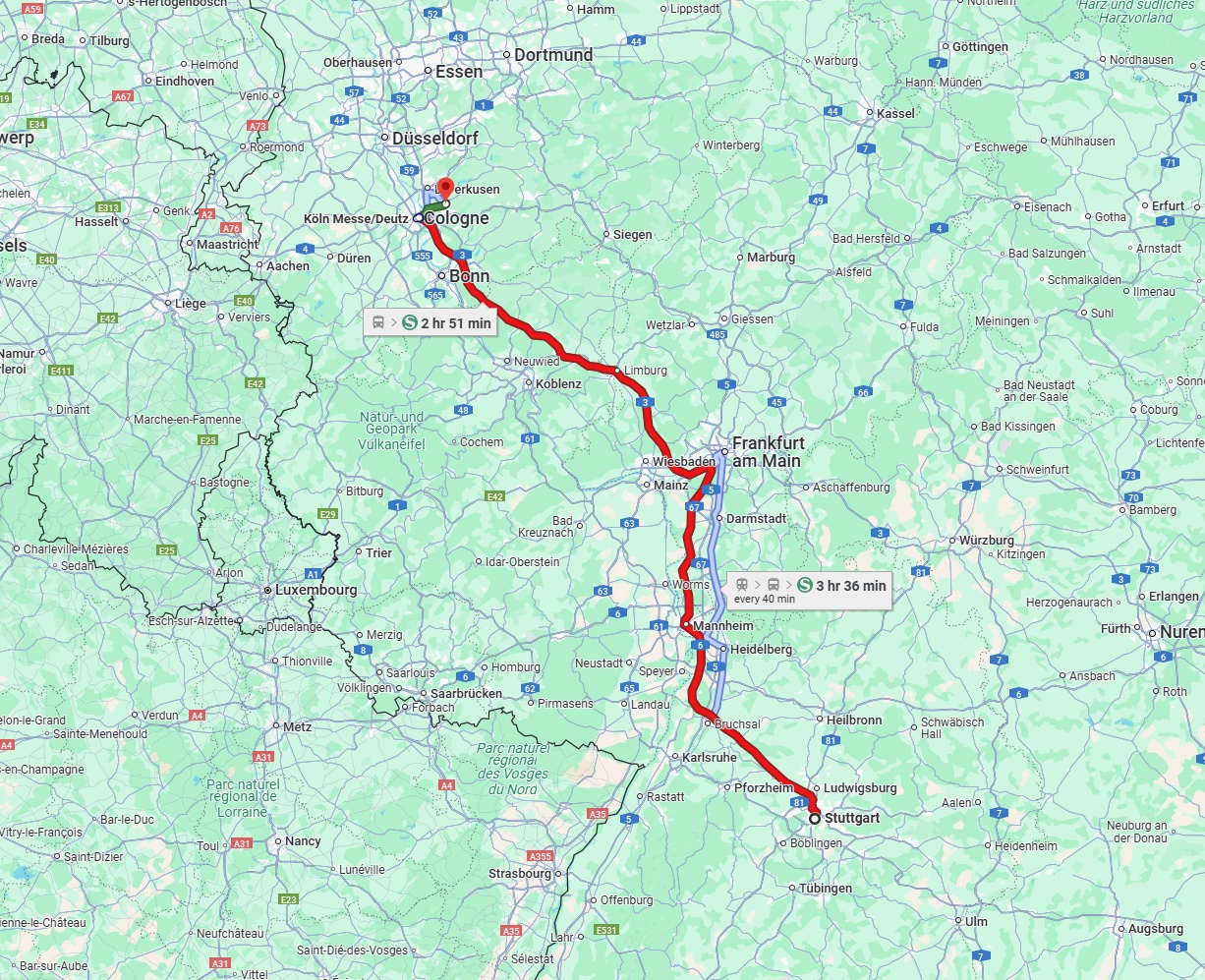 Anreise von Stuttgart Zu Bergisch Gladbach Über 
