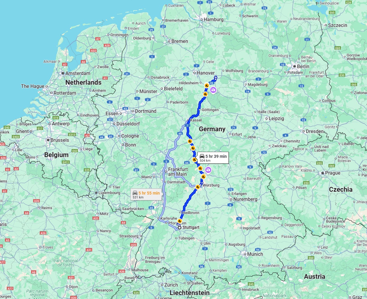 Anreise von Stuttgart Zu Braunschweig Über via A7