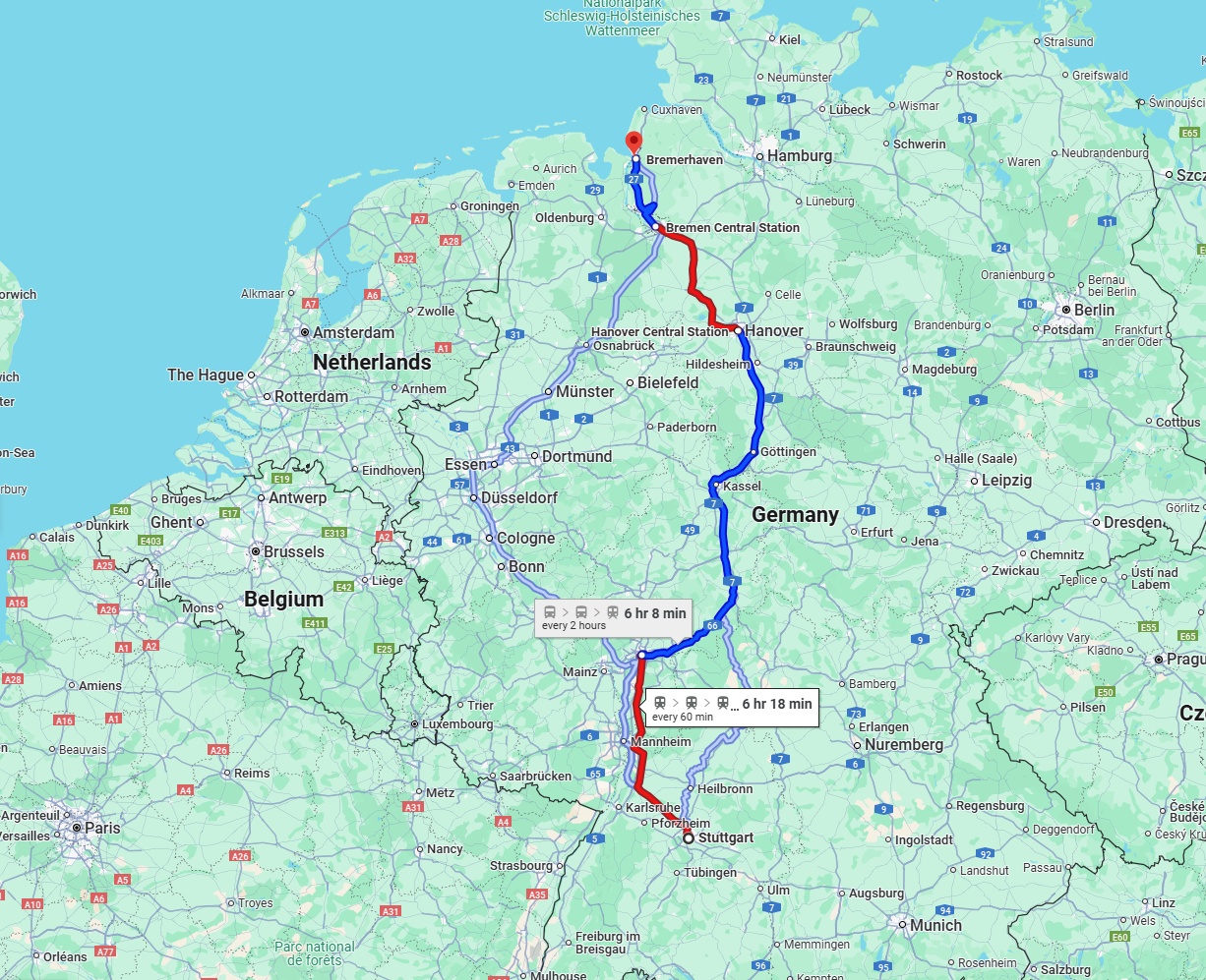 Anreise von Stuttgart Zu Bremerhaven Über 