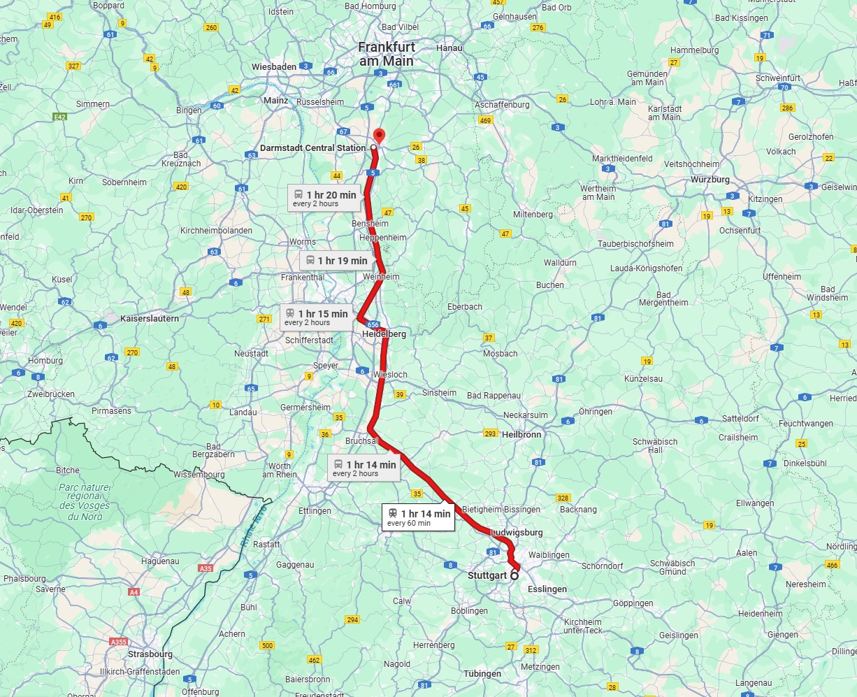 Anreise von Stuttgart Zu Darmstadt Über 
