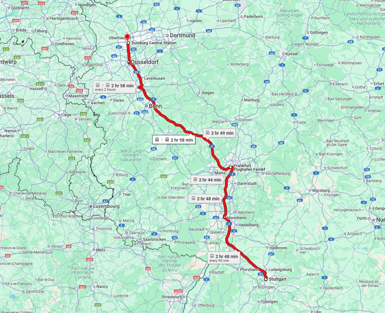 Anreise von Stuttgart Zu Duisburg Über 