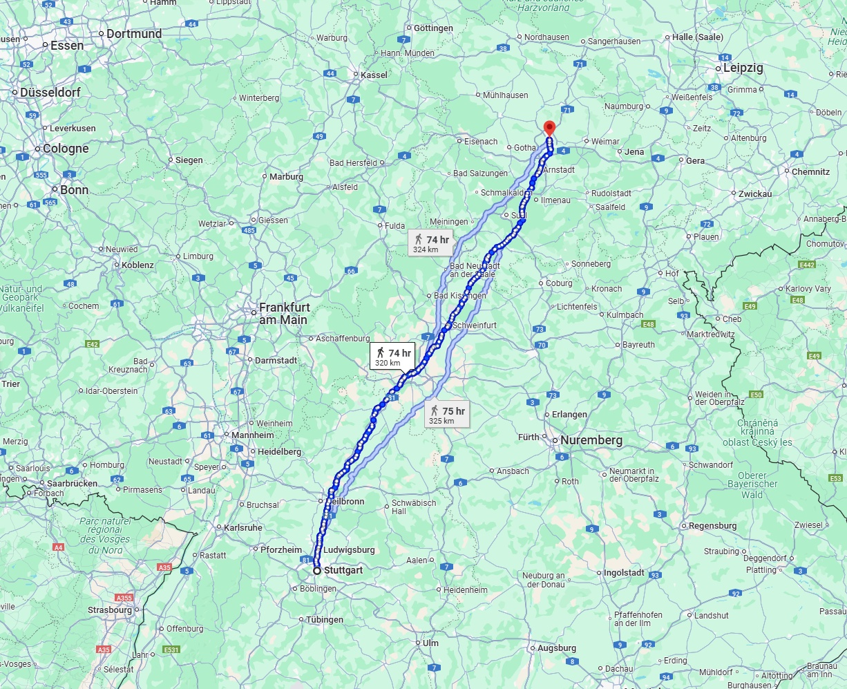 Anreise von Stuttgart Zu Erfurt Über 