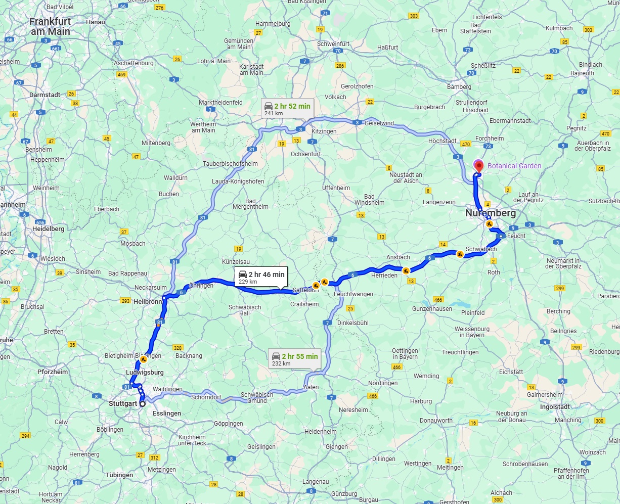 Anreise von Stuttgart Zu Erlangen Über via A6