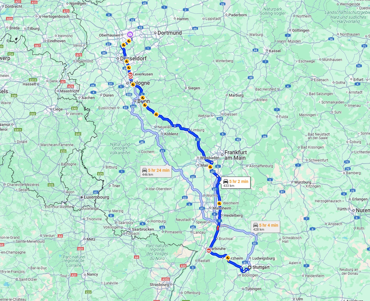 Anreise von Stuttgart Zu Essen Über via A3