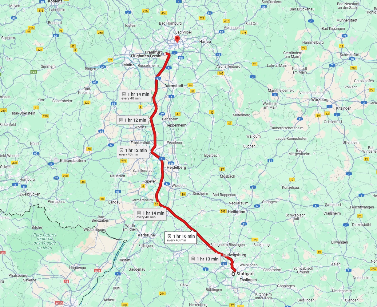 Anreise von Stuttgart Zu Frankfurt am Main Über 