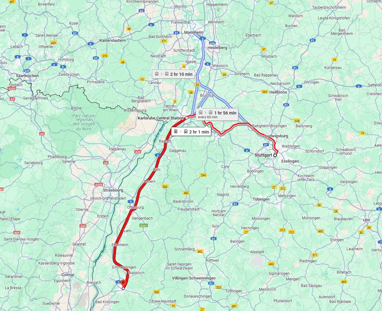 Anreise von Stuttgart Zu Freiburg im Breisgau Über 