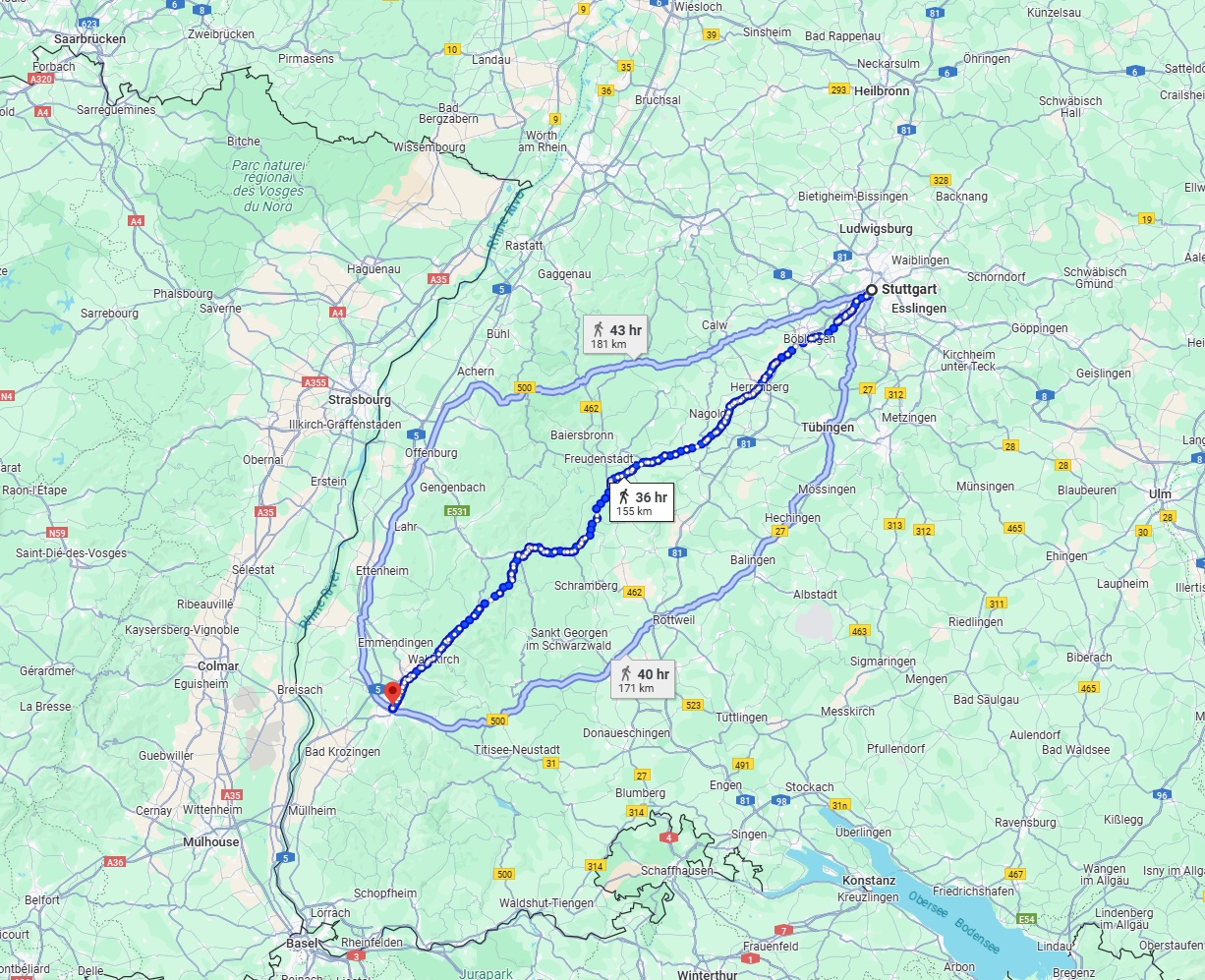 Anreise von Stuttgart Zu Freiburg im Breisgau Über 