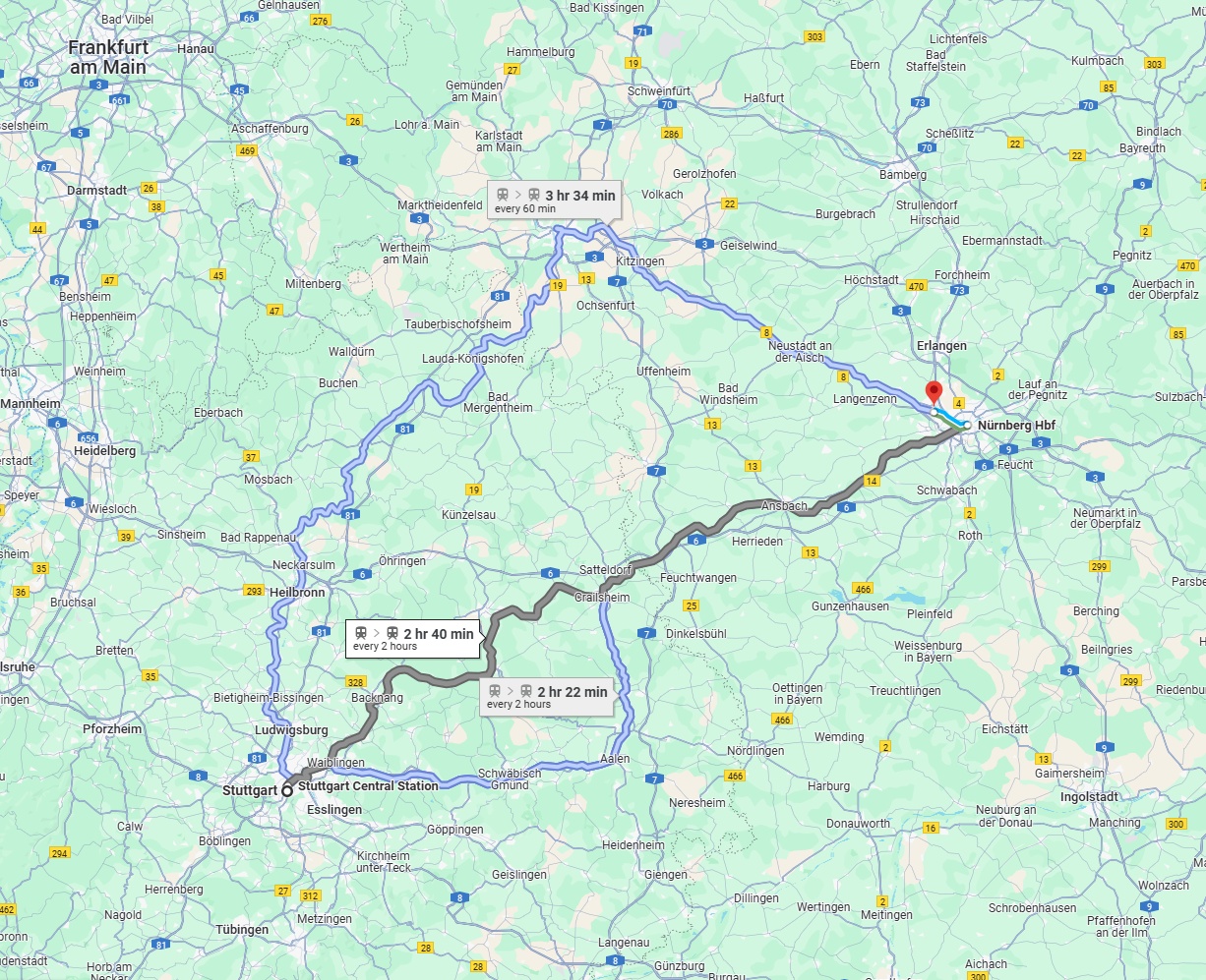 Anreise von Stuttgart Zu Fürth Über 