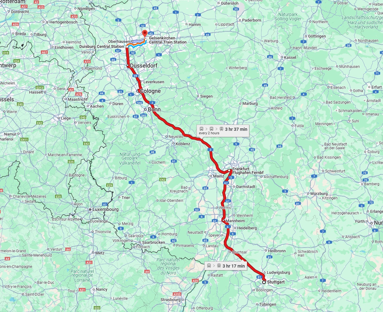 Anreise von Stuttgart Zu Gelsenkirchen Über 