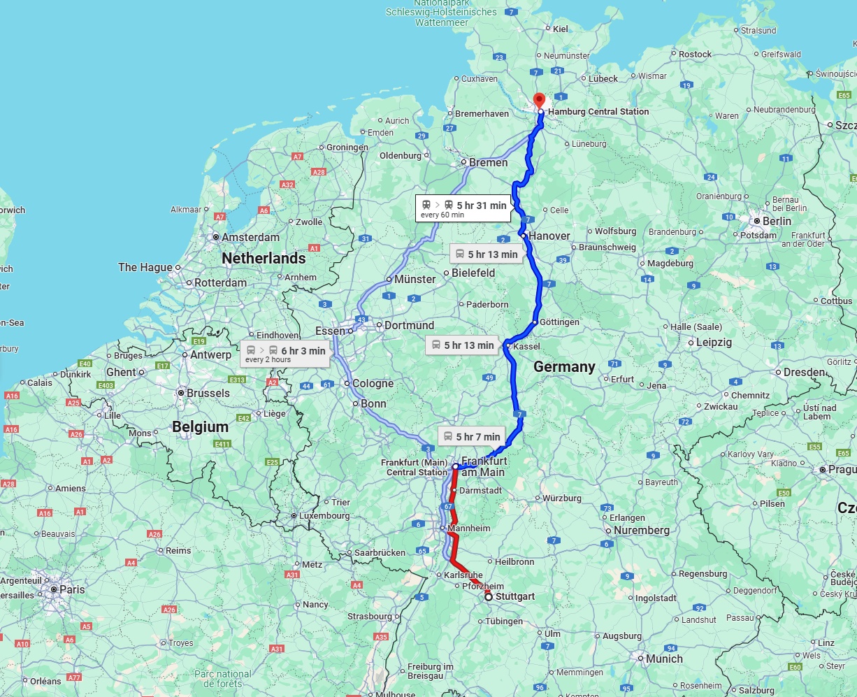 Anreise von Stuttgart Zu Hamburg Über 