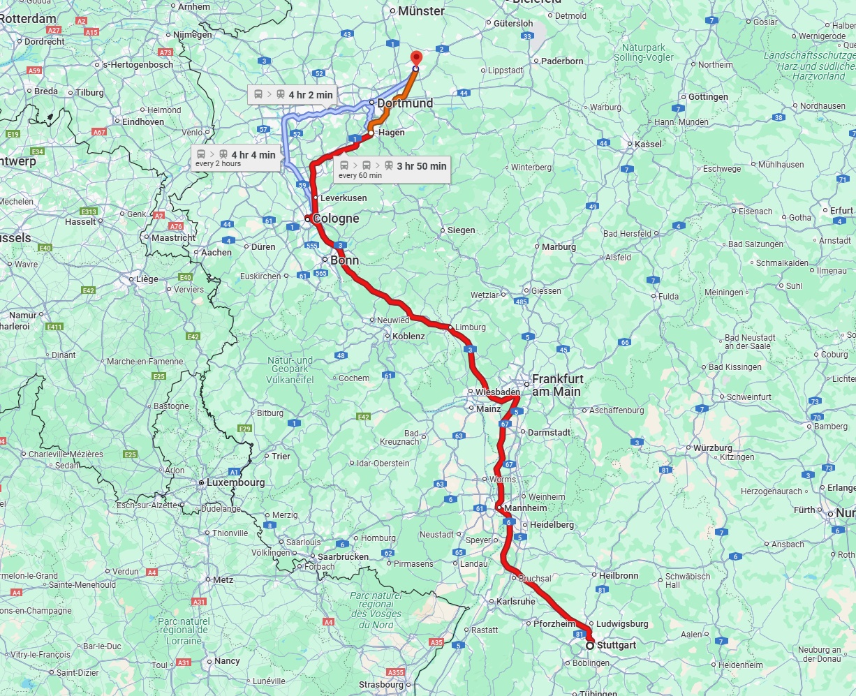 Anreise von Stuttgart Zu Hamm Über 