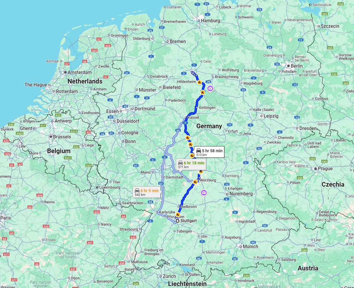 Anreise von Stuttgart Zu Hannover Über via A7