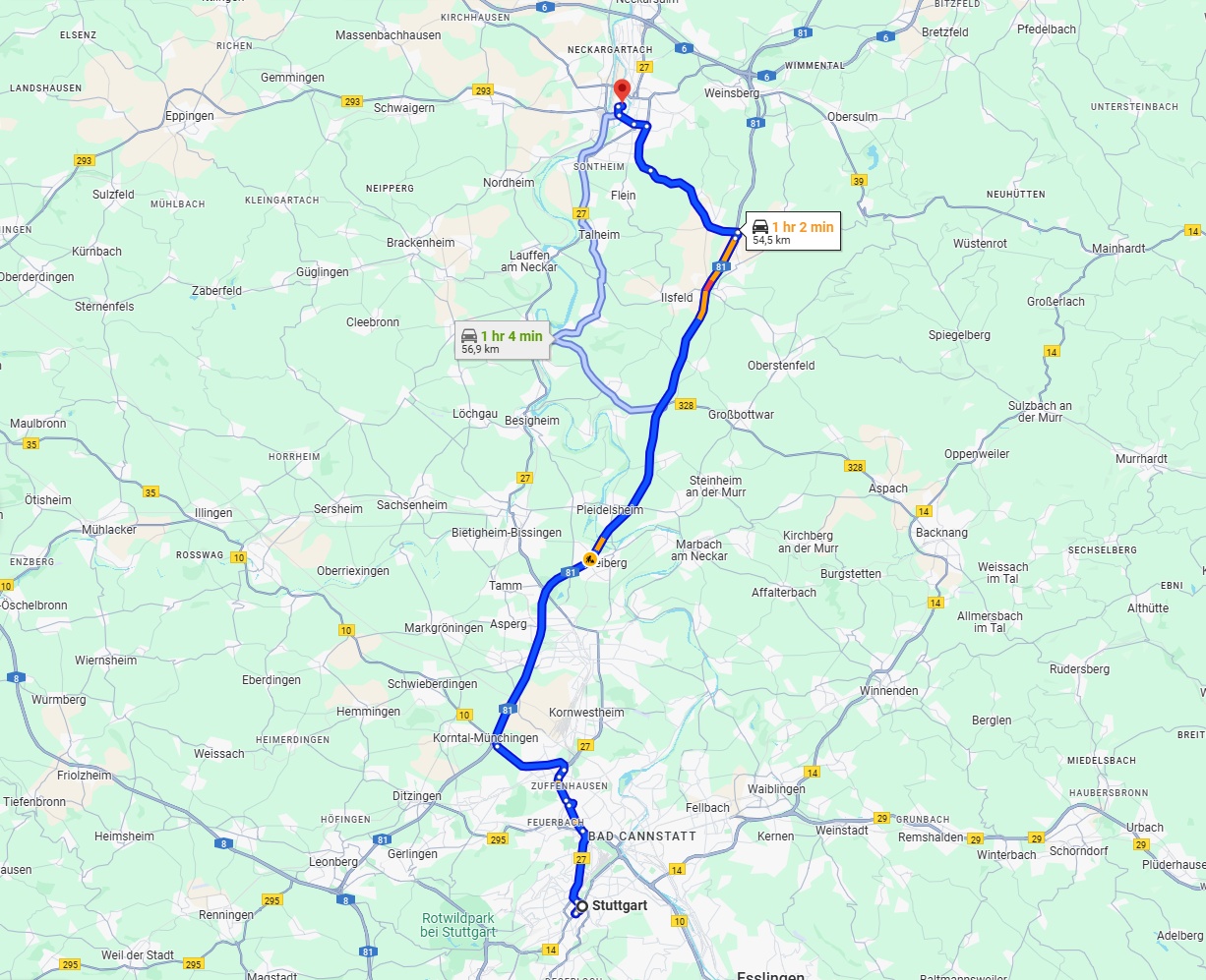 Anreise von Stuttgart Zu Heilbronn Über via A81