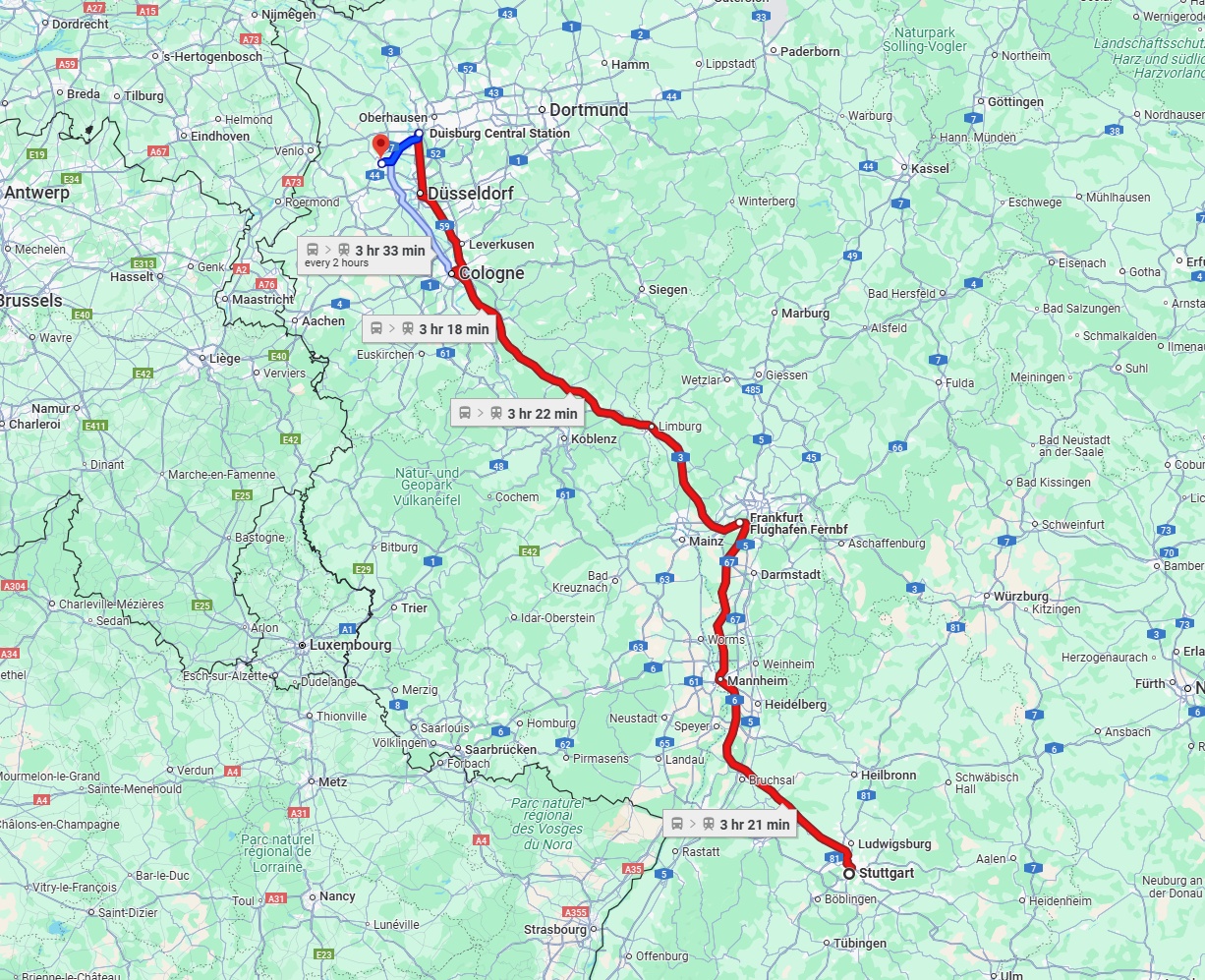 Anreise von Stuttgart Zu Krefeld Über 