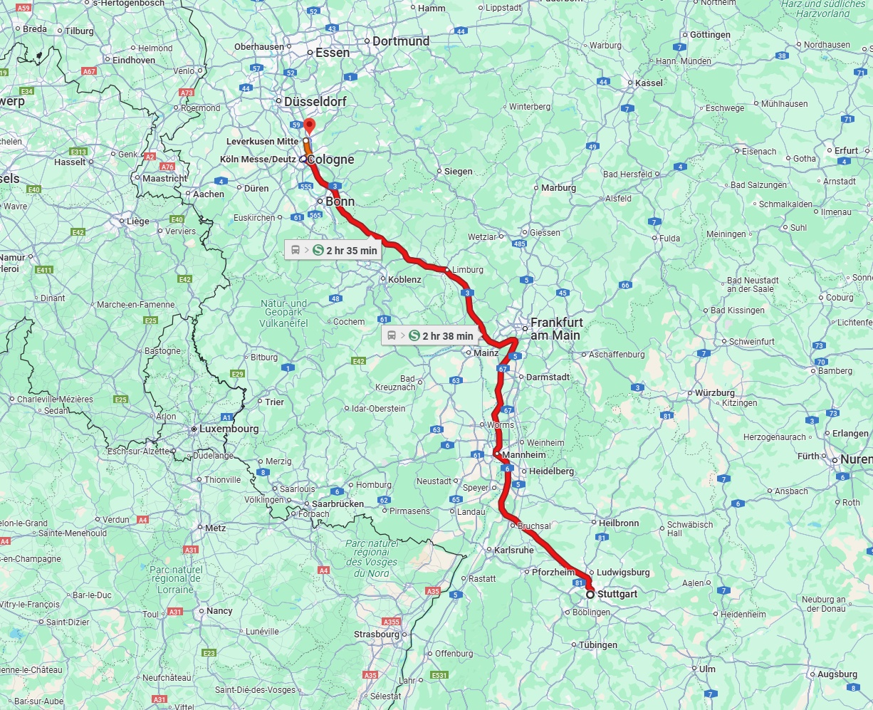 Anreise von Stuttgart Zu Leverkusen Über 