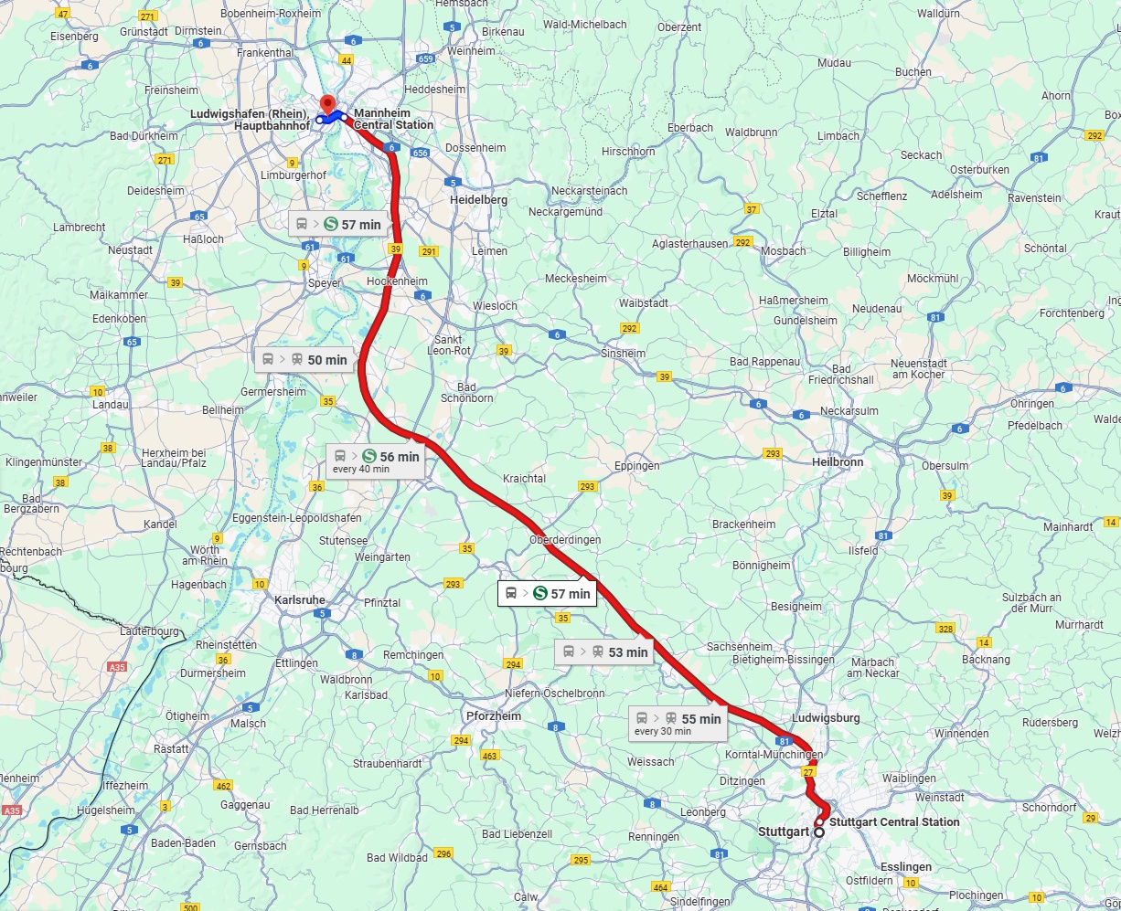 Anreise von Stuttgart Zu Ludwigshafen am Rhein Über 