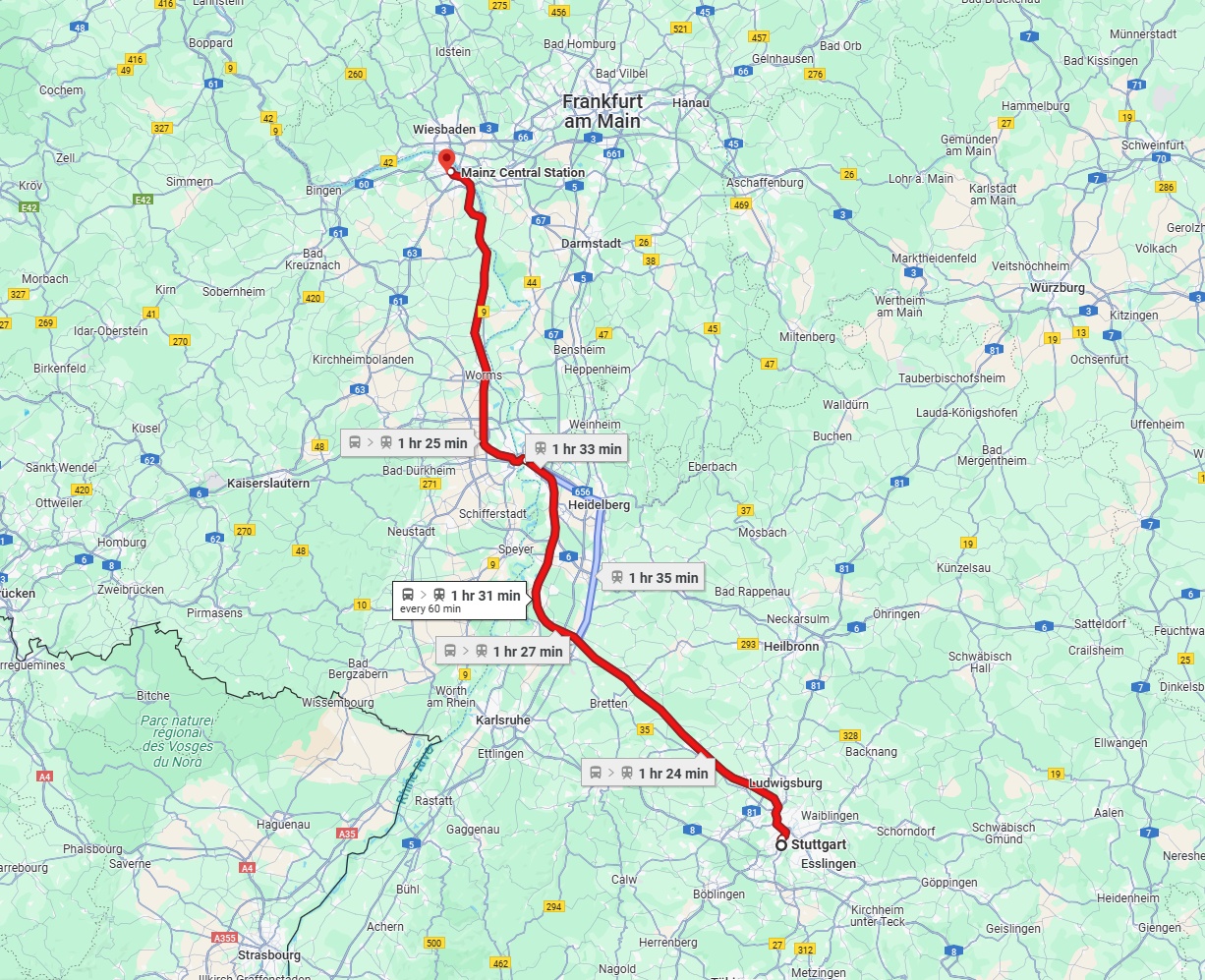 Anreise von Stuttgart Zu Mainz Über 