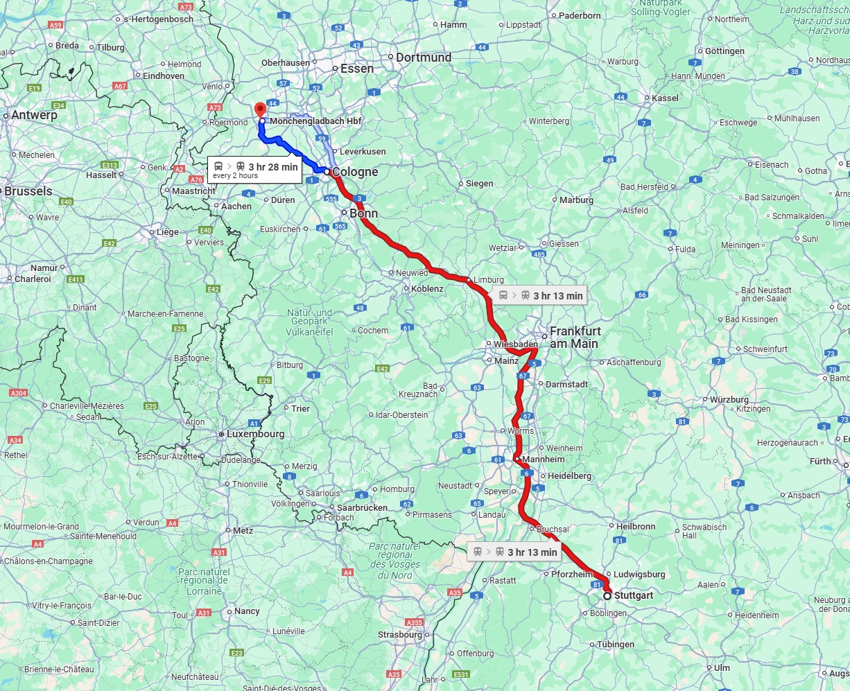 Anreise von Stuttgart Zu Mönchengladbach Über 