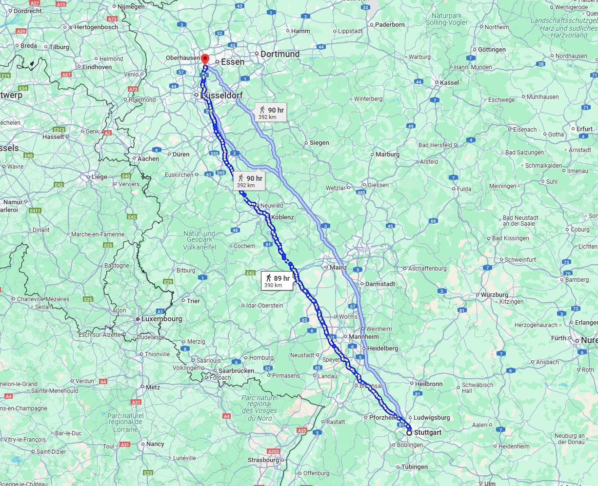 Anreise von Stuttgart Zu Mülheim an der Ruhr Über 