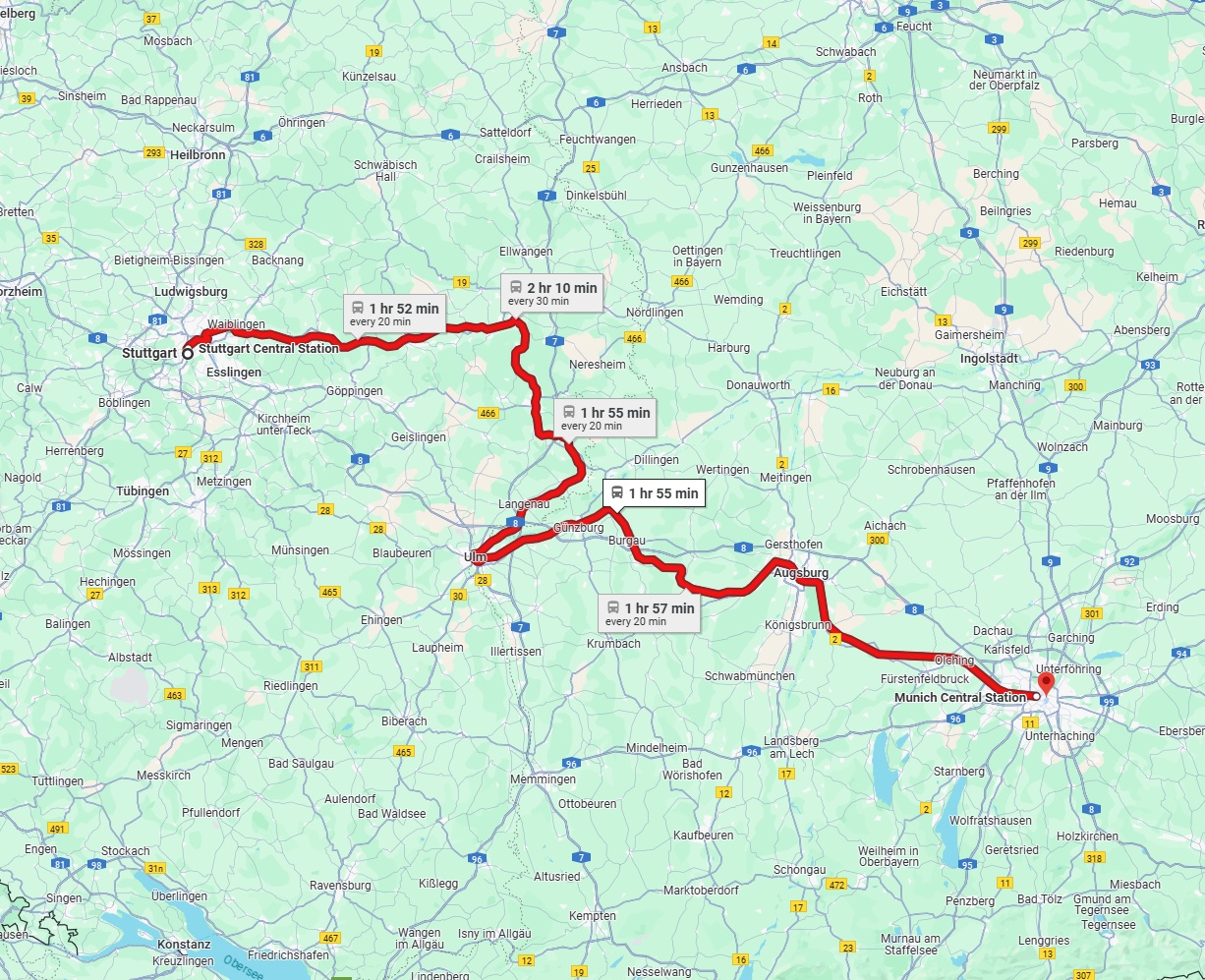 Anreise von Stuttgart Zu München Über 