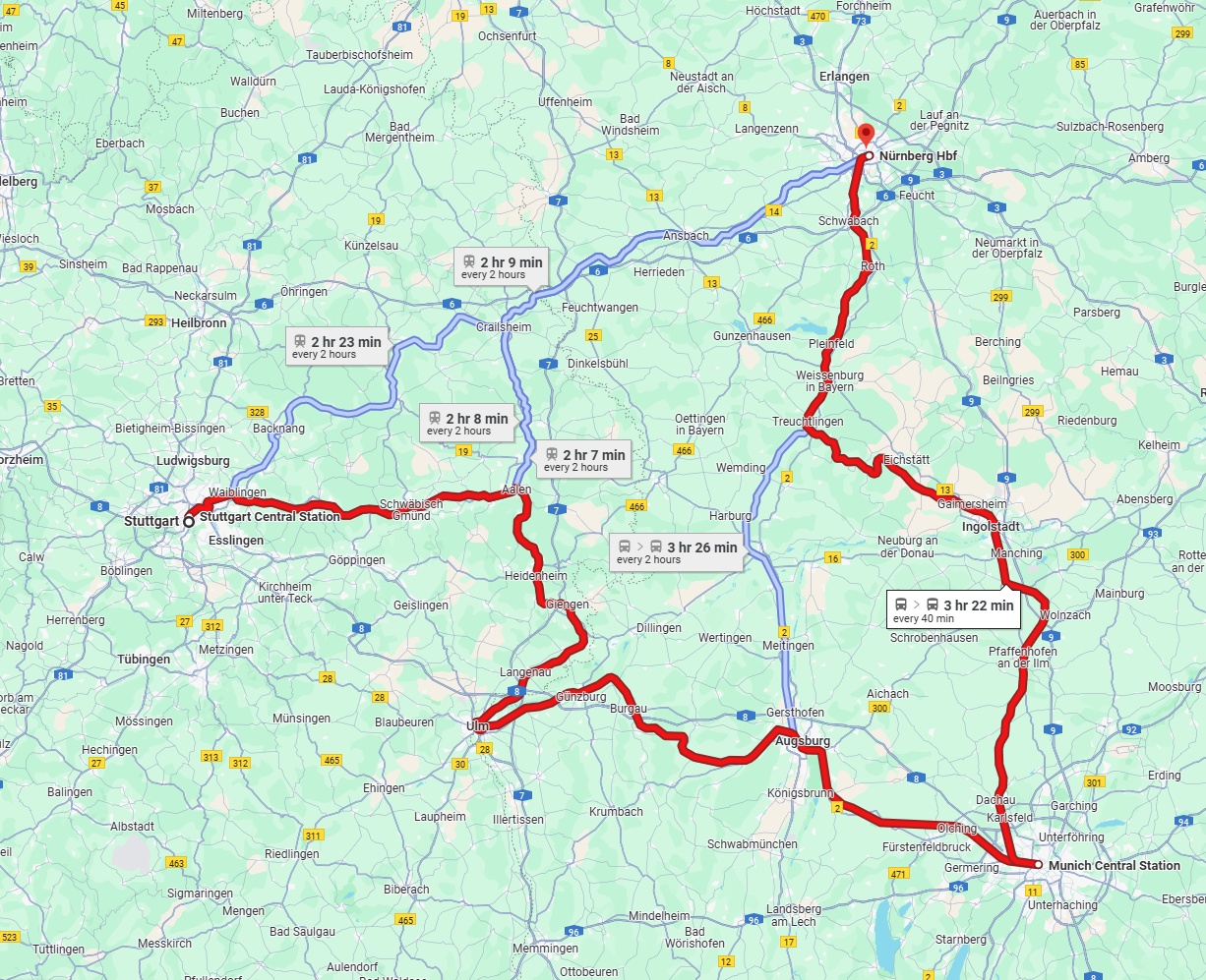 Anreise von Stuttgart Zu Nürnberg Über 