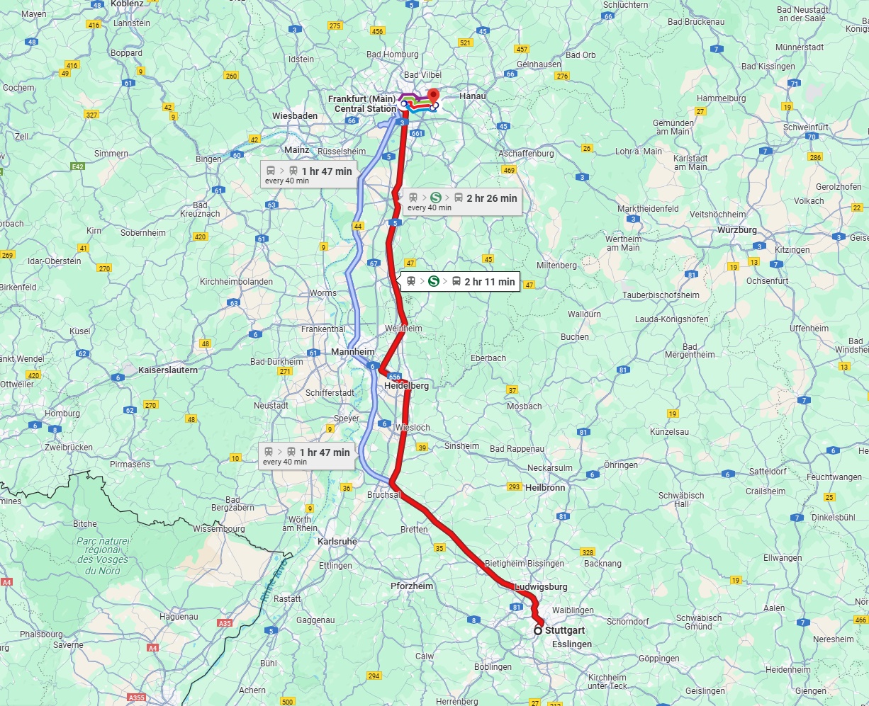 Anreise von Stuttgart Zu Offenbach am Main Über 