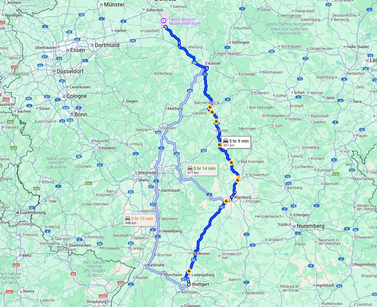 Anreise von Stuttgart Zu Paderborn Über via A81 and A7