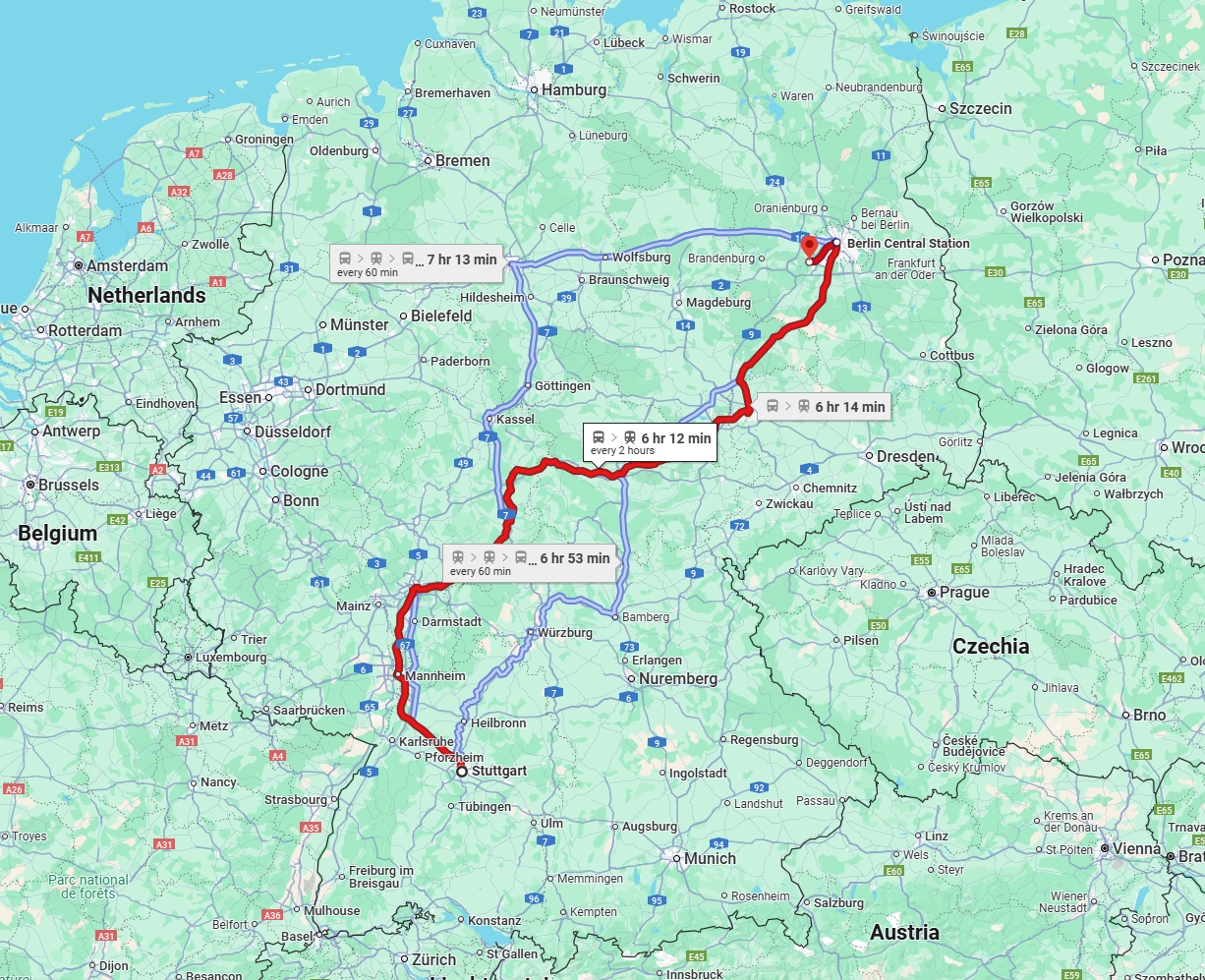Anreise von Stuttgart Zu Potsdam Über 