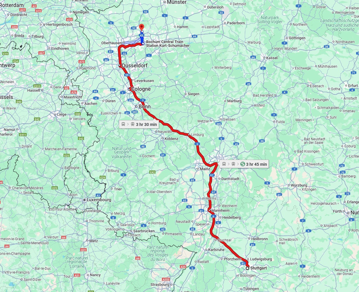 Anreise von Stuttgart Zu Recklinghausen Über 