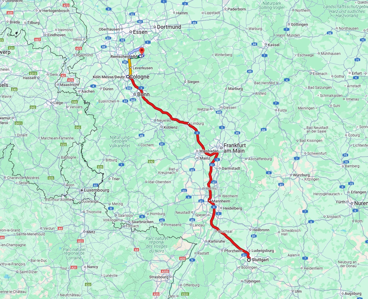 Anreise von Stuttgart Zu Remscheid Über 