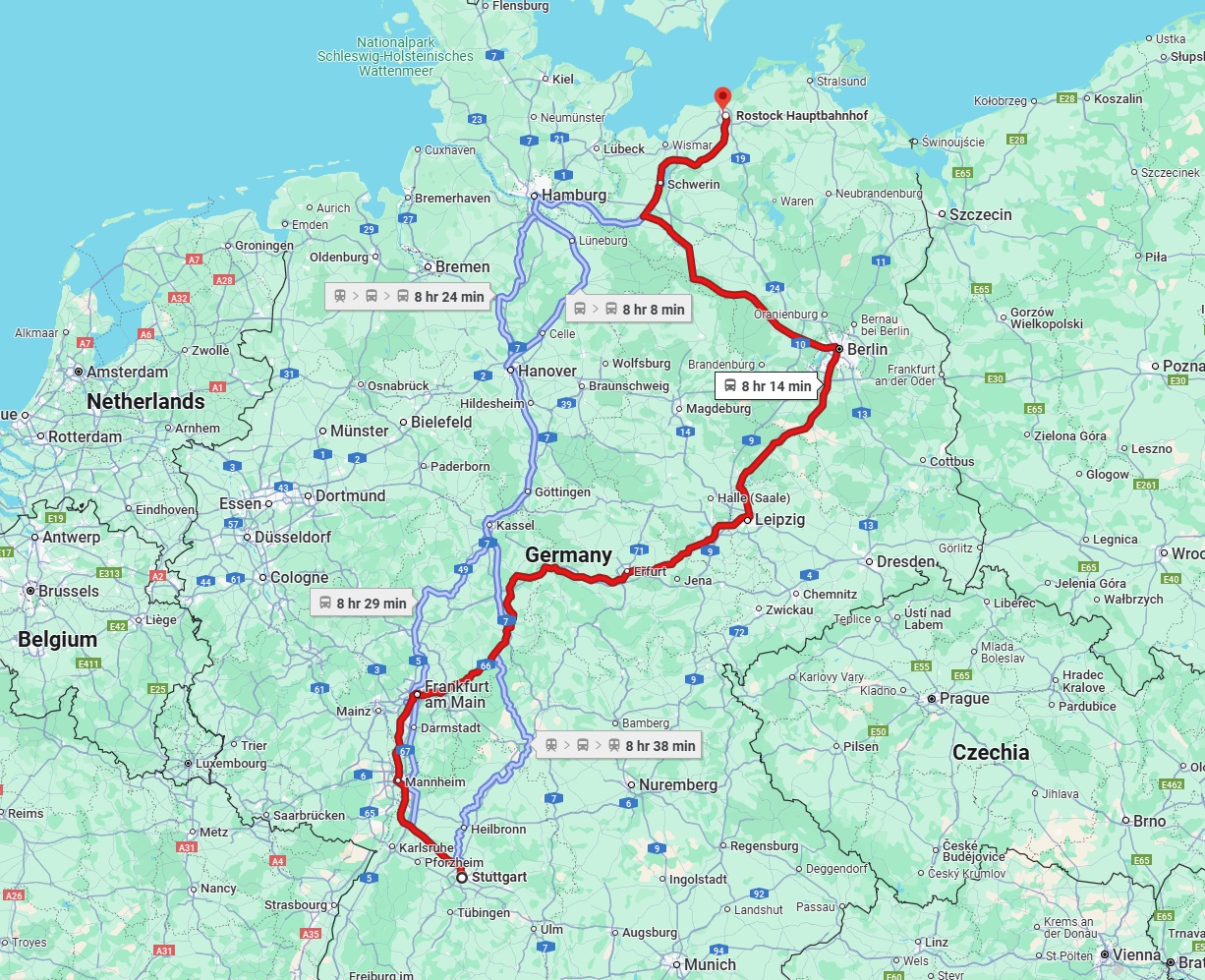 Anreise von Stuttgart Zu Rostock Über 