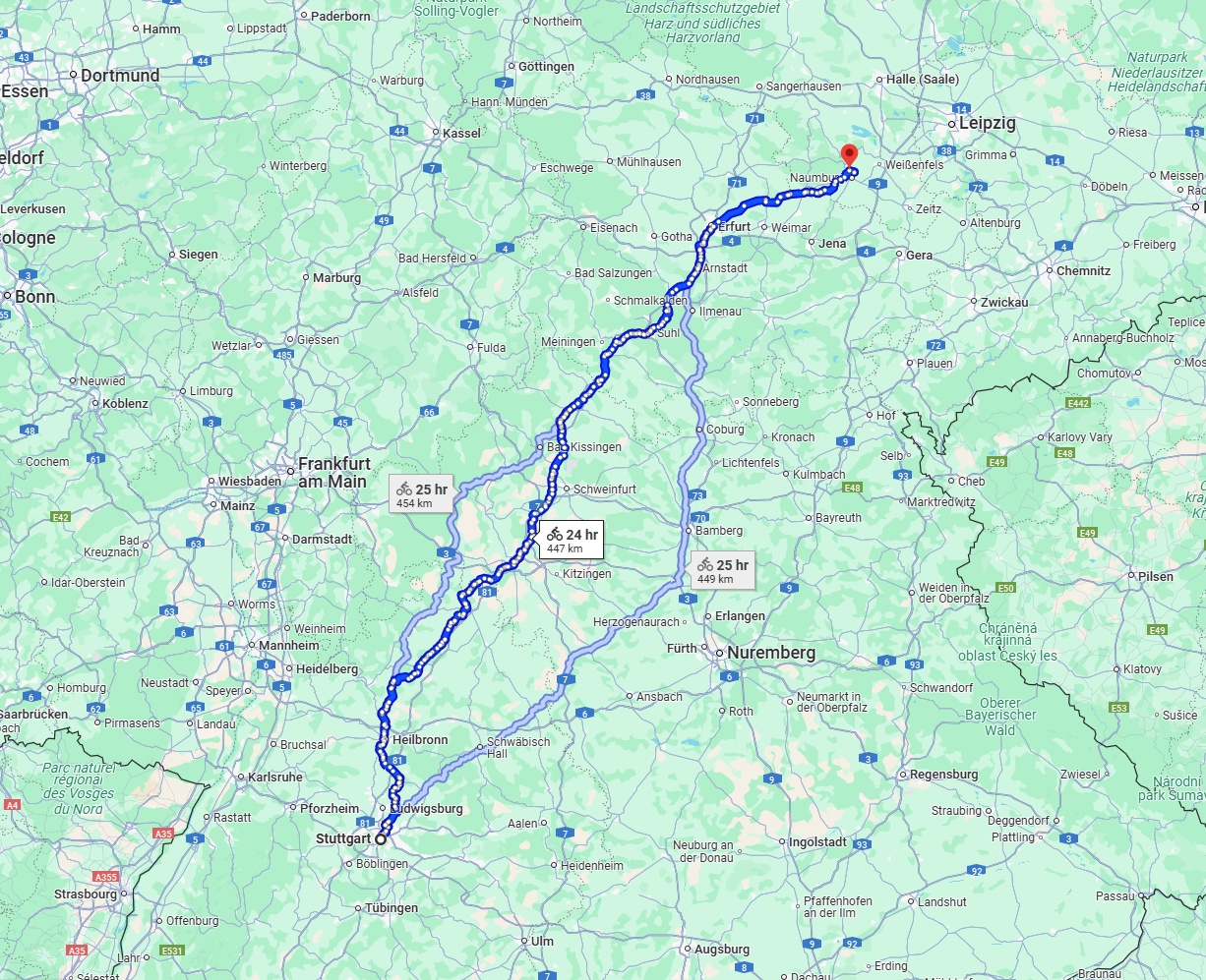 Anreise von Stuttgart Zu Saale Über 