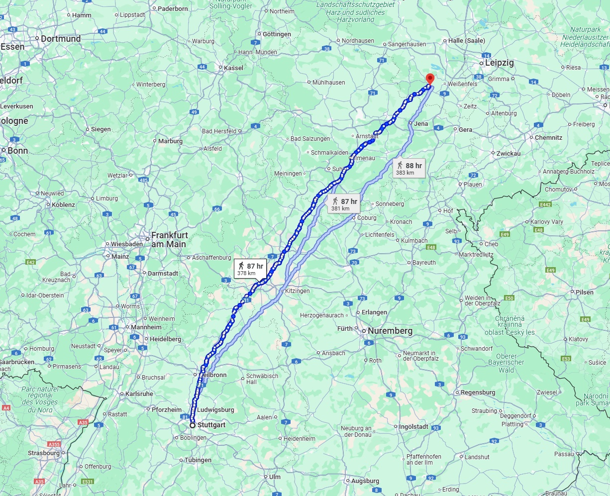 Anreise von Stuttgart Zu Saale Über 