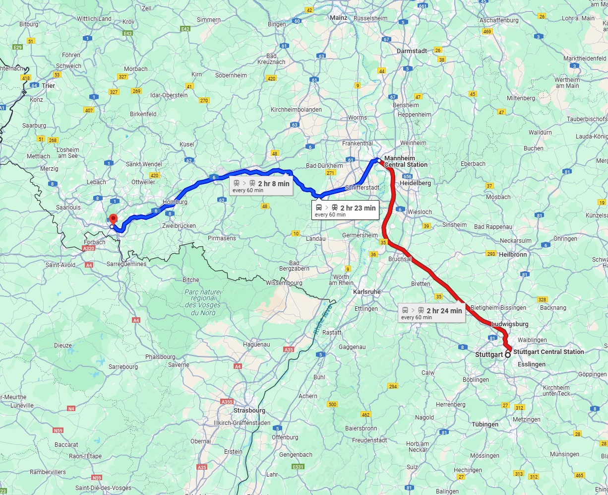Anreise von Stuttgart Zu Saarbrücken Über 