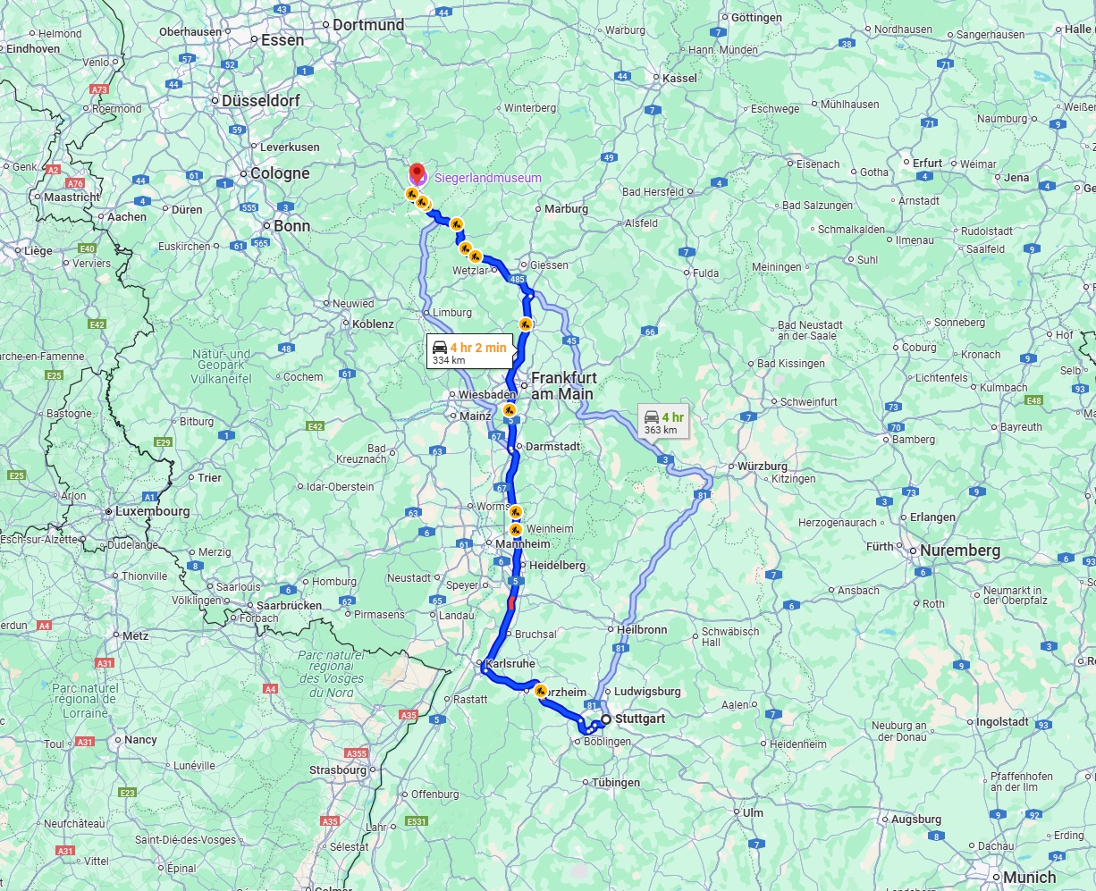Anreise von Stuttgart Zu Siegen Über via A5