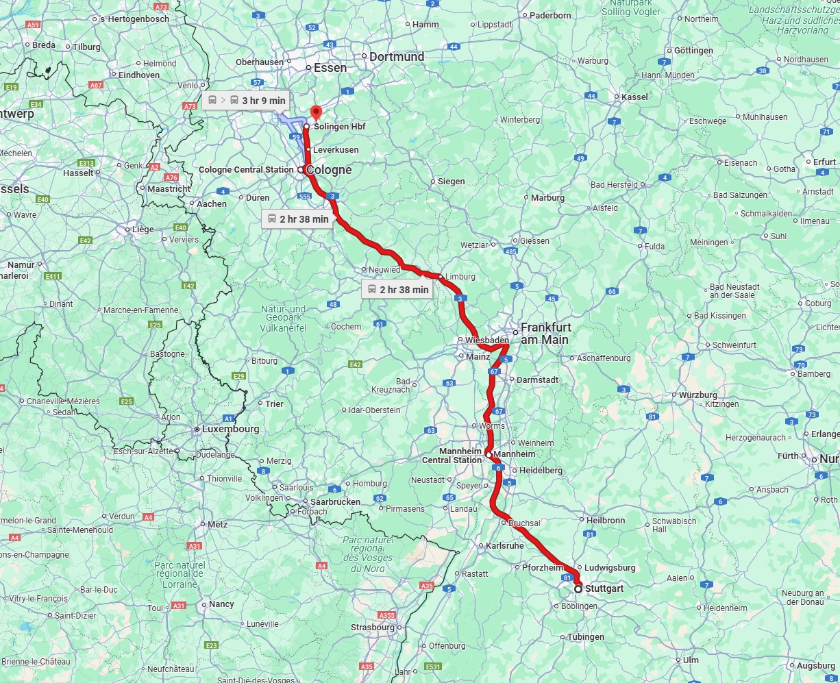 Anreise von Stuttgart Zu Solingen Über 