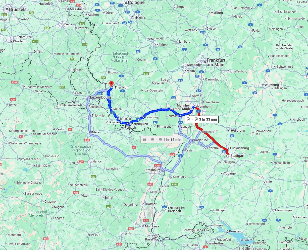 Anreise von Stuttgart Zu Trier Über 