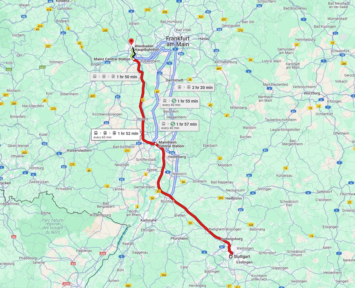 Anreise von Stuttgart Zu Wiesbaden Über 