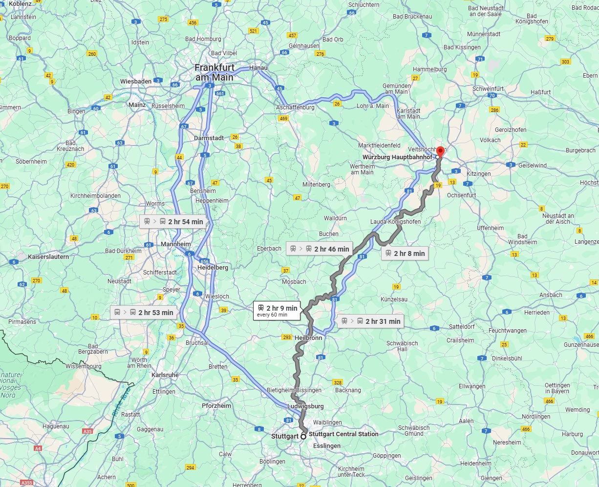 Anreise von Stuttgart Zu Würzburg Über 