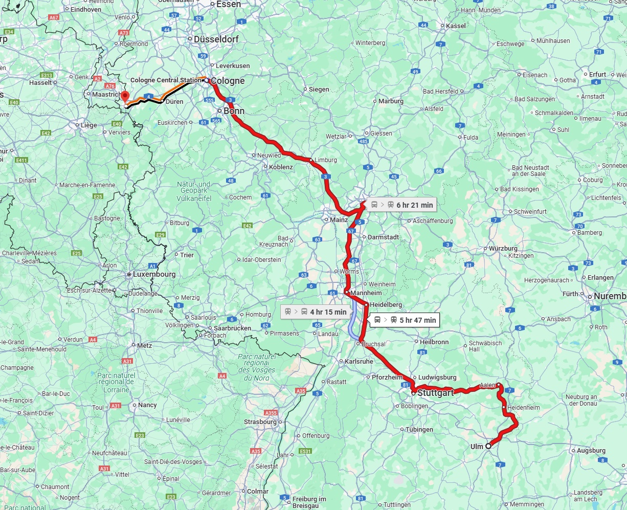 Anreise von Ulm Zu Aachen Über 