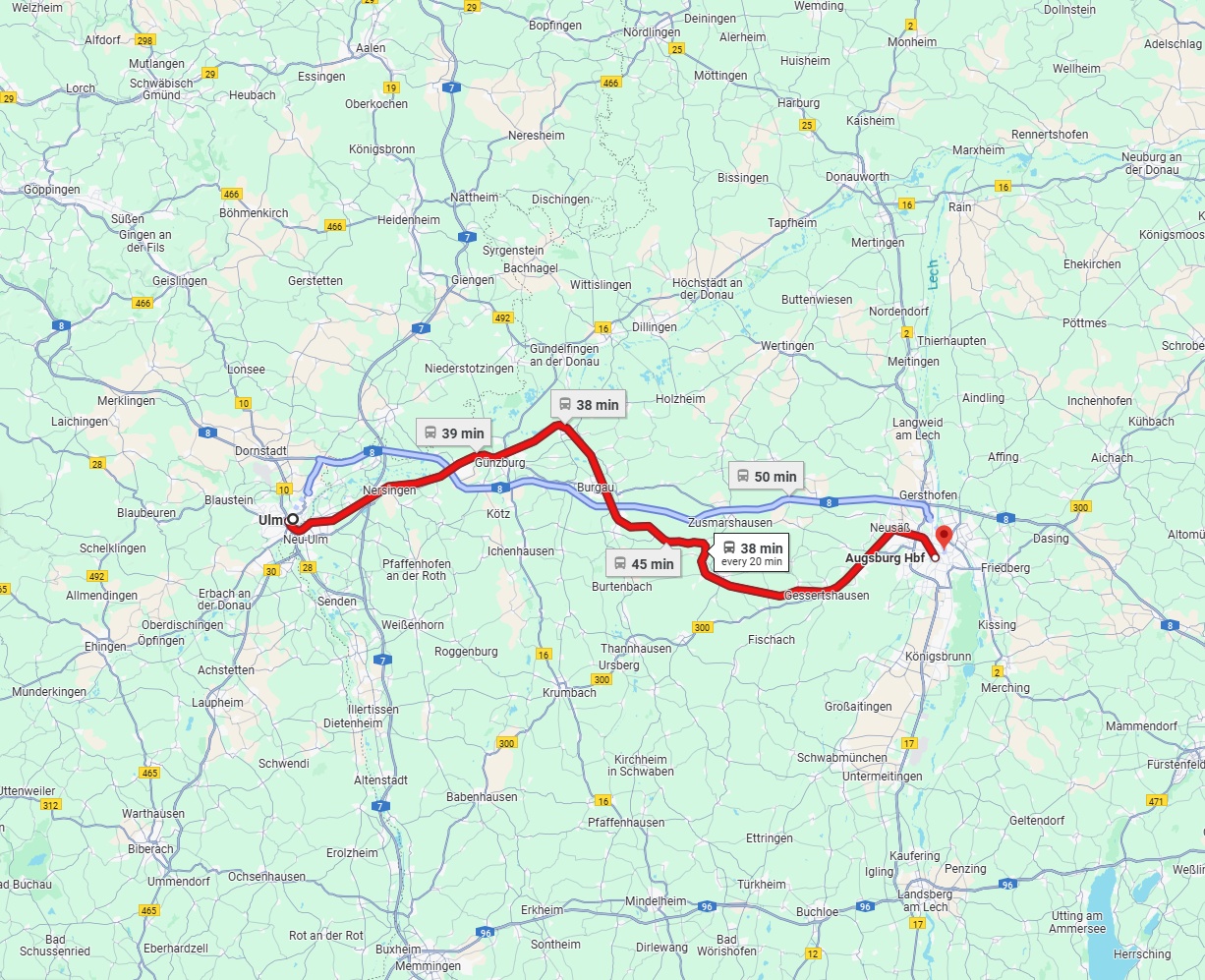 Anreise von Ulm Zu Augsburg Über 