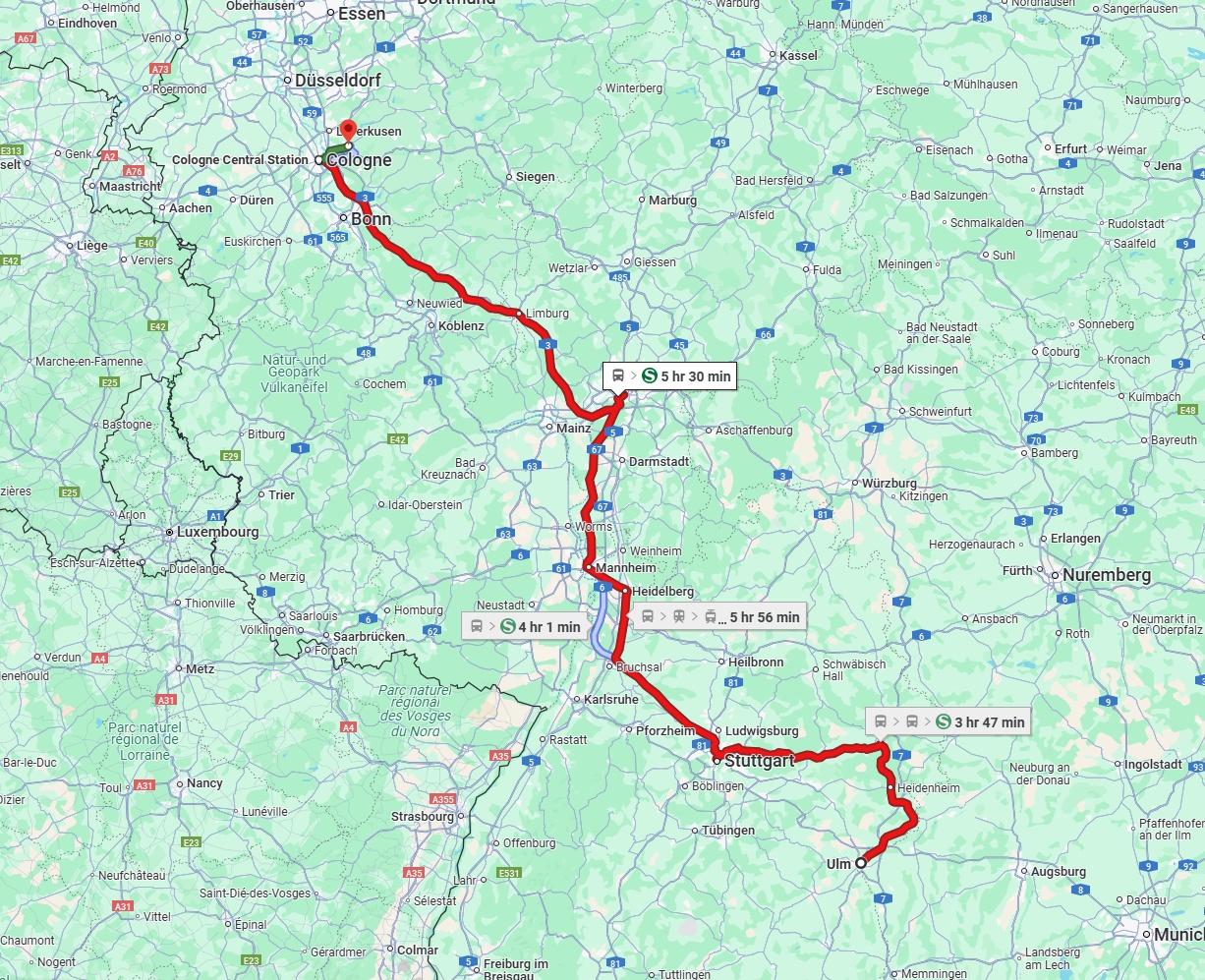 Anreise von Ulm Zu Bergisch Gladbach Über 