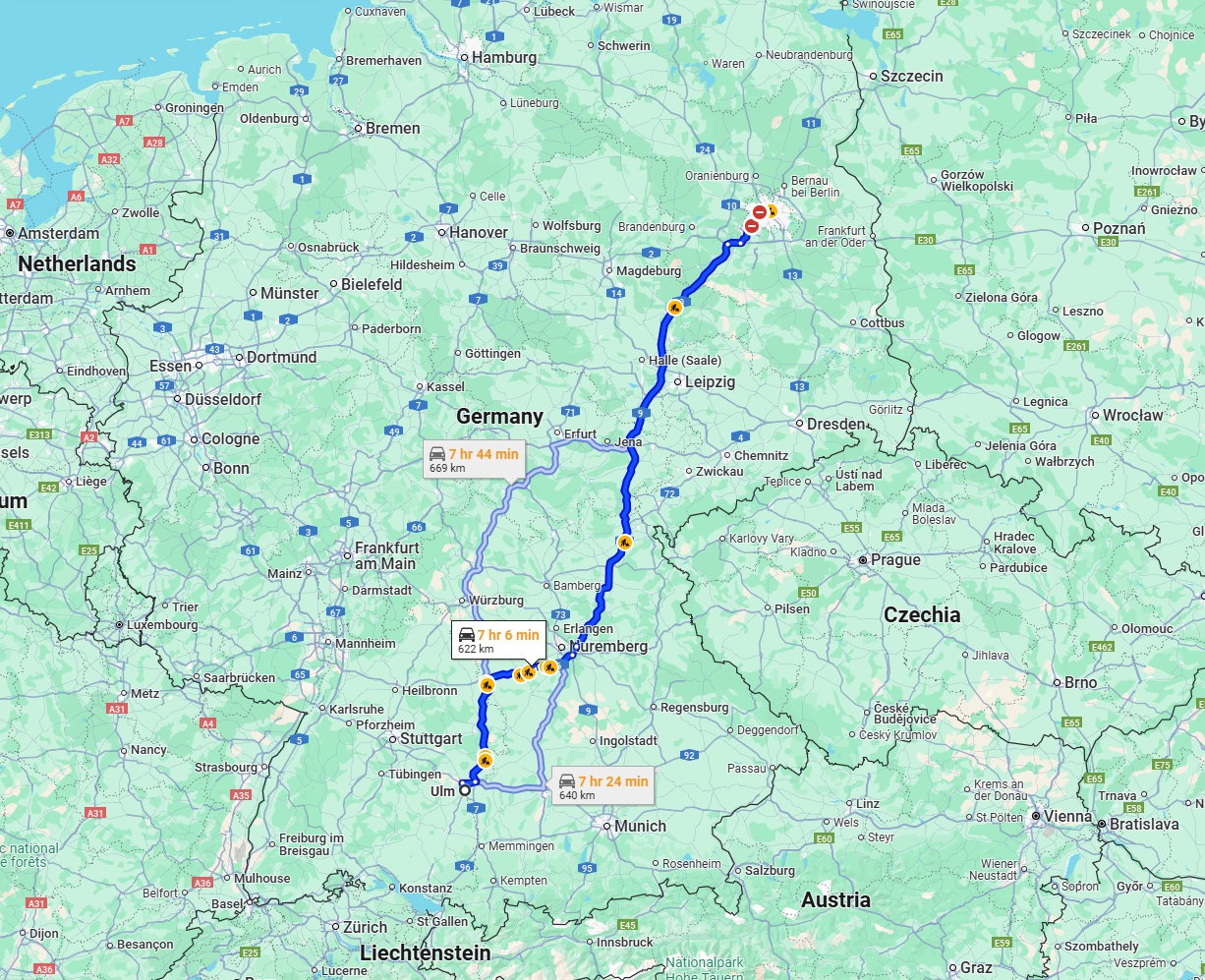 Anreise von Ulm Zu Berlin Über via A9