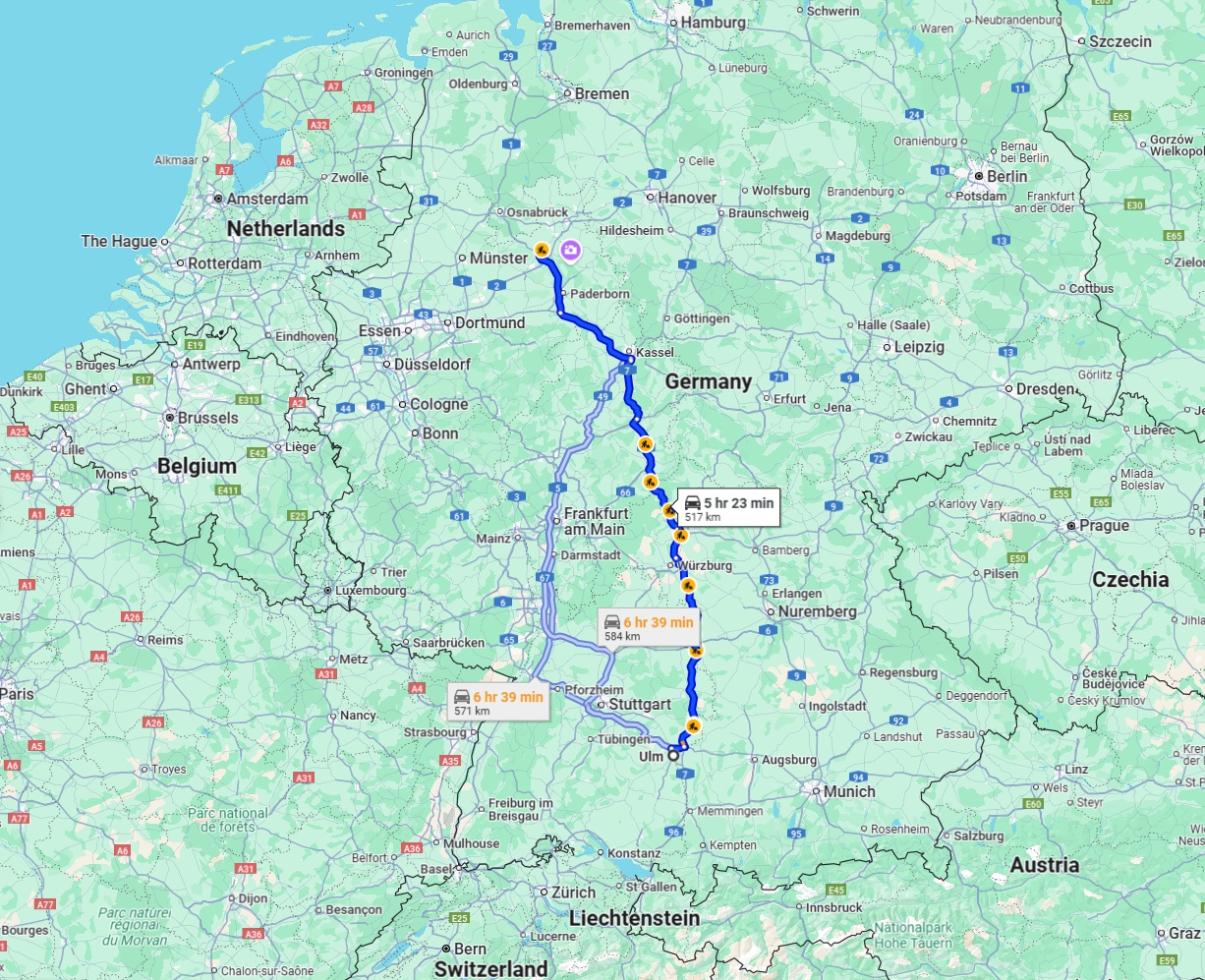 Anreise von Ulm Zu Bielefeld Über via A7